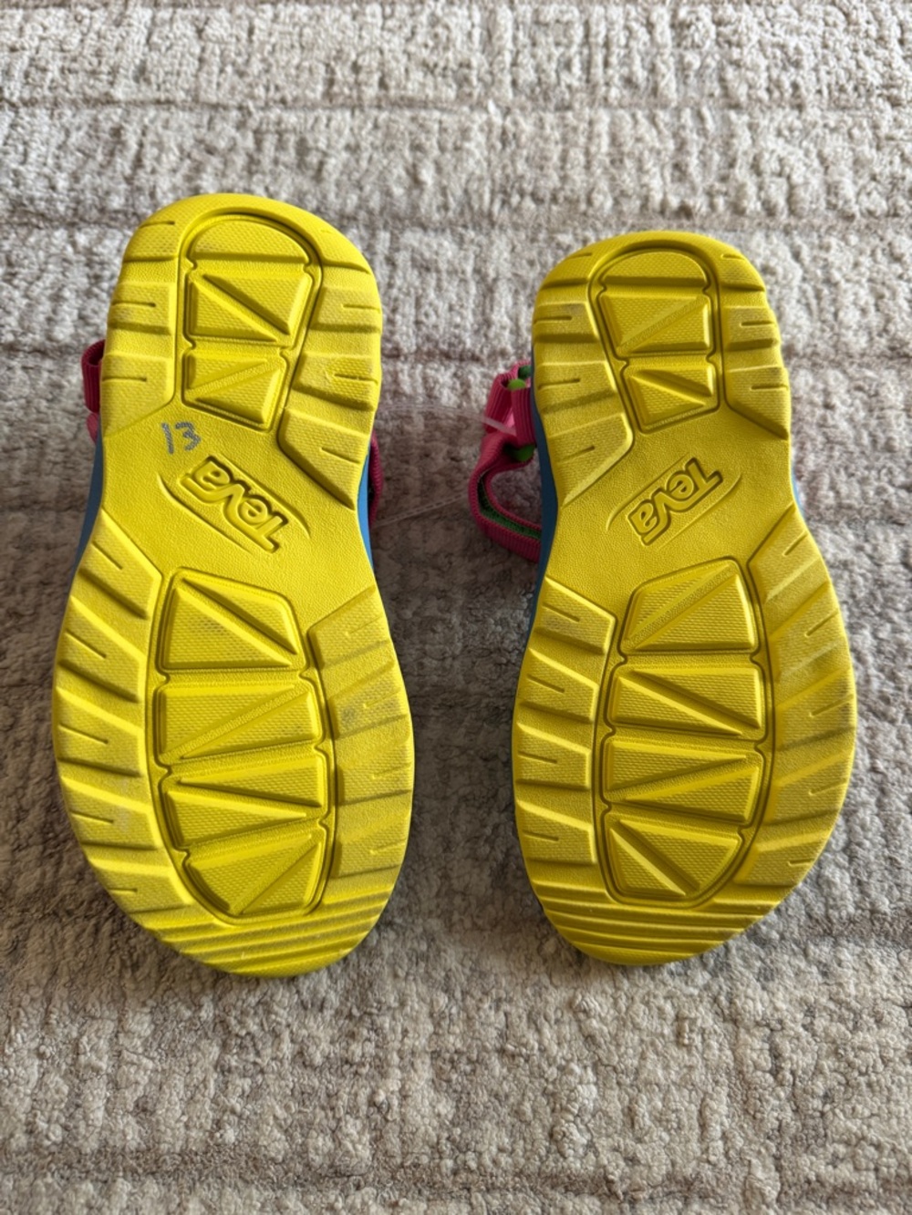 Teva Kids Blue Sandals with Pink and Green Straps - Picture 5 of 7